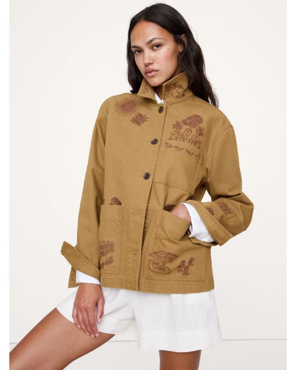 FBI S08 Embroidered Brown Chore Jacket