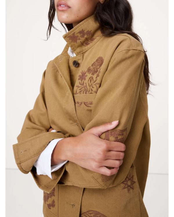 FBI S08 Embroidered Brown Chore Jacket