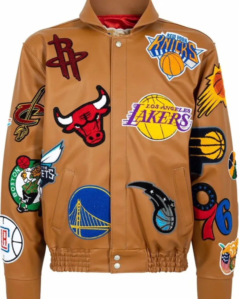 Farfetch Jeff Hamilton NBA Collage faux-leather jacket