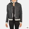 Fiona Black Hooded Shearling Leather Jacket Clanton Jacket
