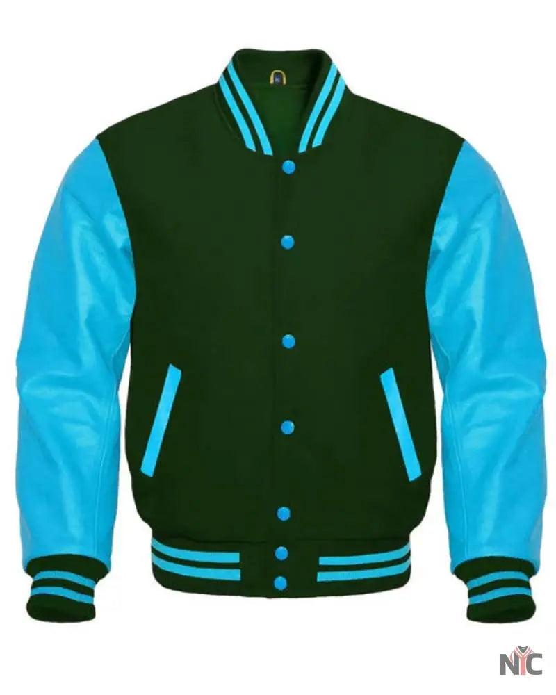 Forest Green And Blue Varsity Jacket Clanton Jacket