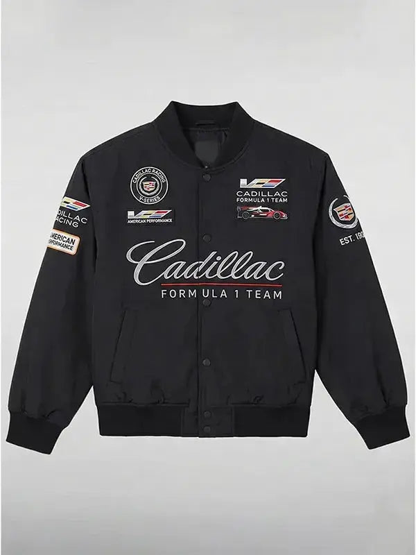 Formula 1 Team Cadillac Black Varsity Racing Jacket