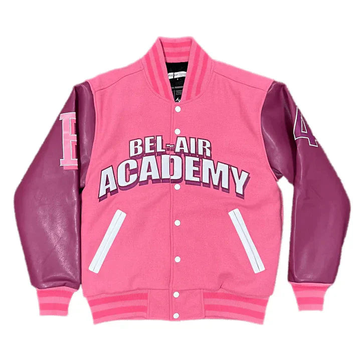 Fresh Prince Belair Academy Pink Varsity Jacket Clanton Jacket