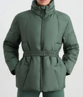 Friends Like Her 2025 Tess Haubrich Teal Belted Puffer Jacket