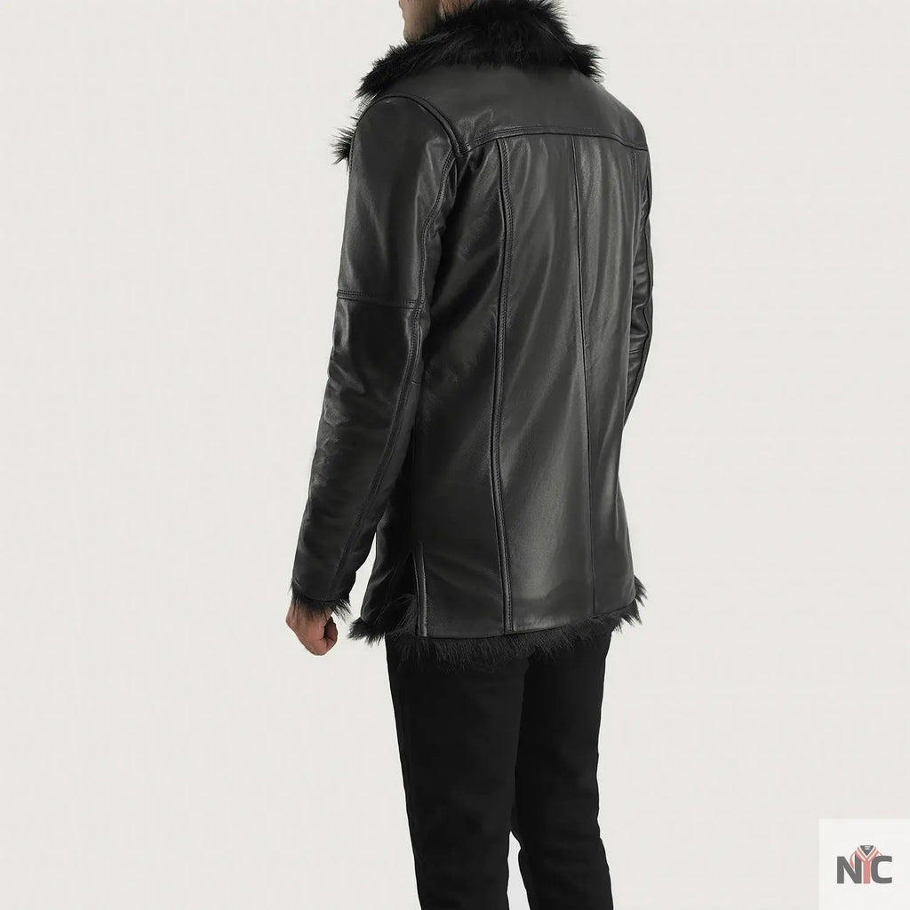 Furcliff Black Leather Coat Clanton Jacket