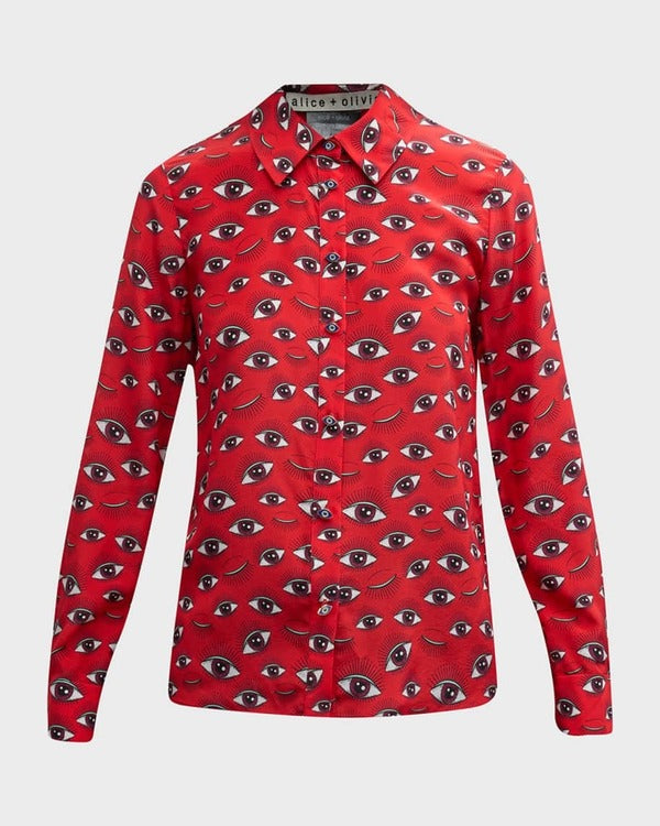Shrinking S02 Jessica Williams Red Eye Print Top