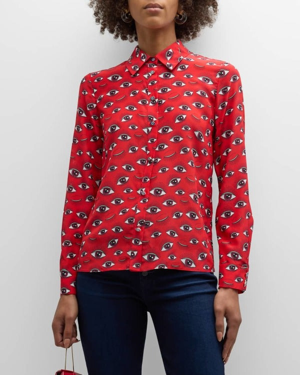 Shrinking S02 Jessica Williams Red Eye Print Top