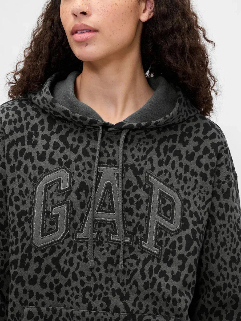 Gap Logo Charcoal Leopard Hoodie Clanton Jacket