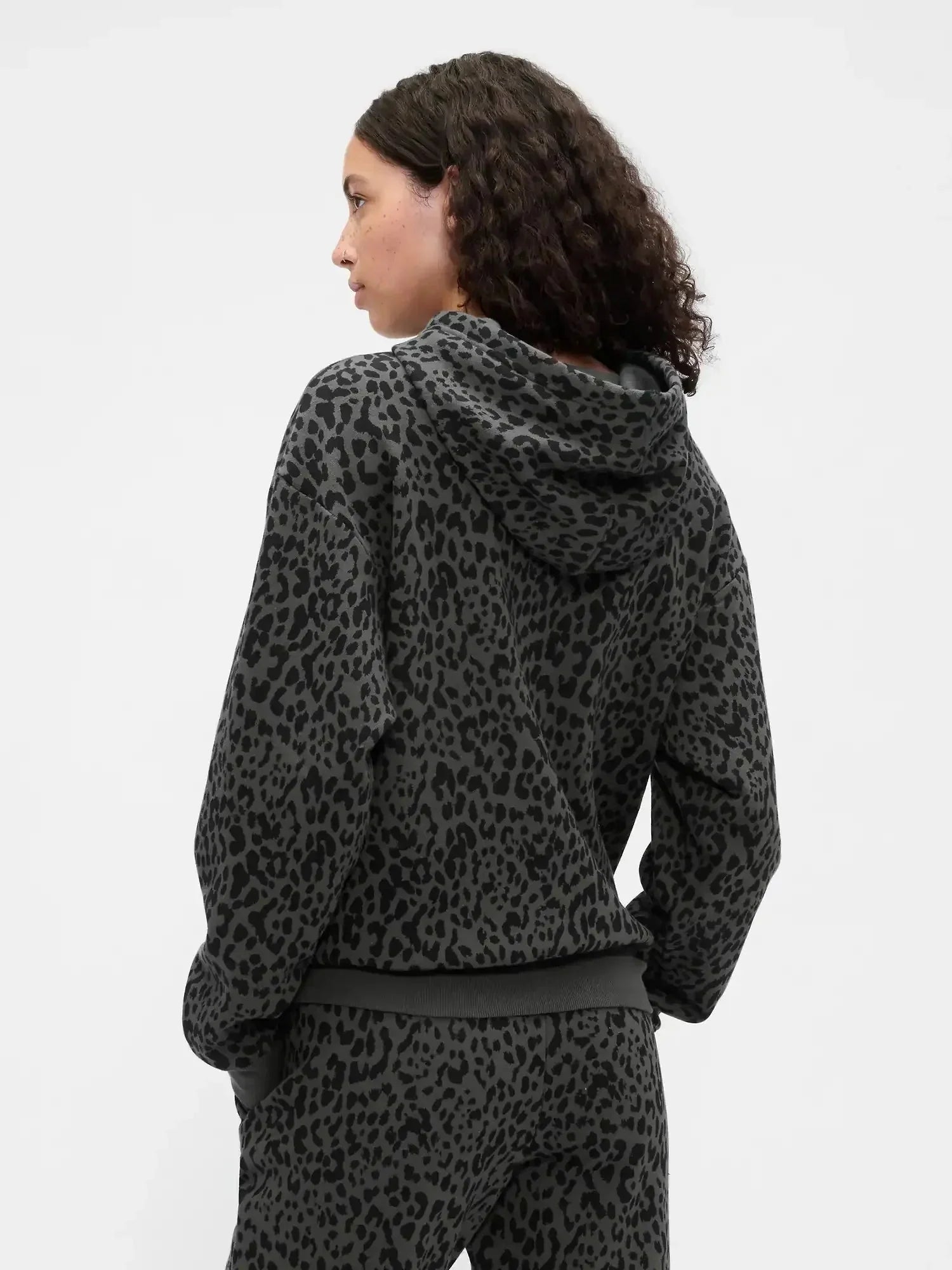 Gap Logo Charcoal Leopard Hoodie Clanton Jacket