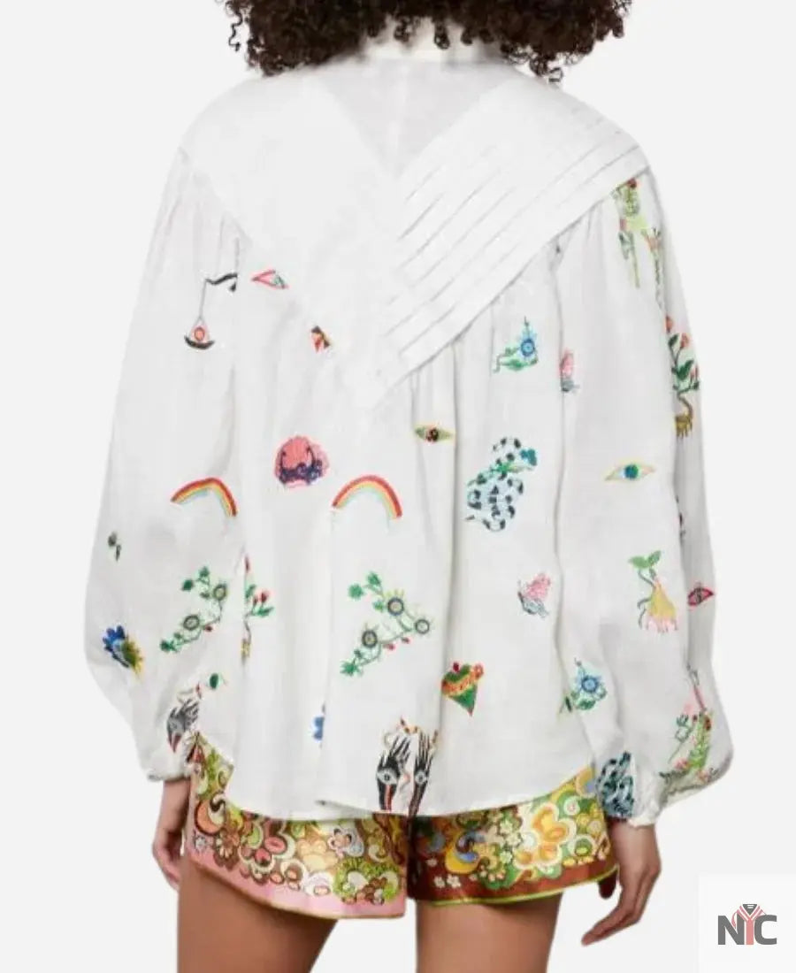 Gizelle Bryant Love Hotel S01 Bryant White Printed Blouse Clanton Jacket