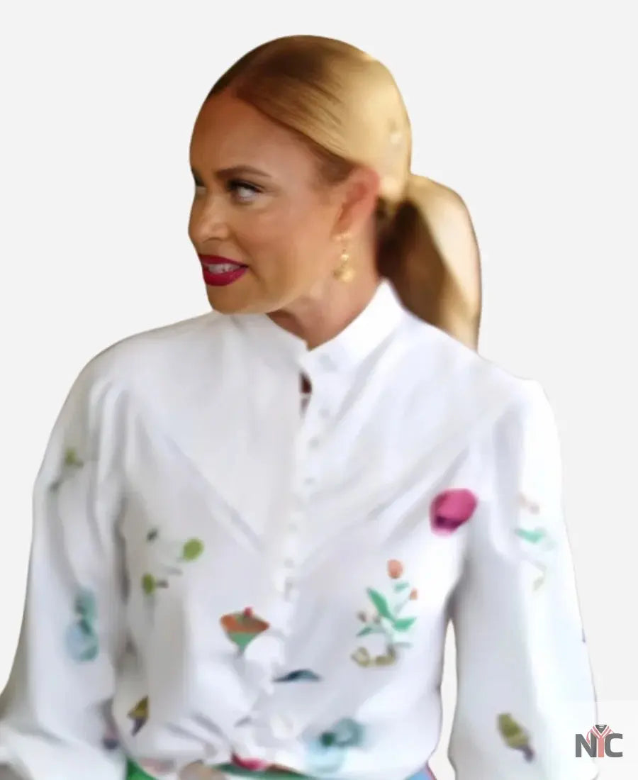 Gizelle Bryant Love Hotel S01 Bryant White Printed Blouse Clanton Jacket