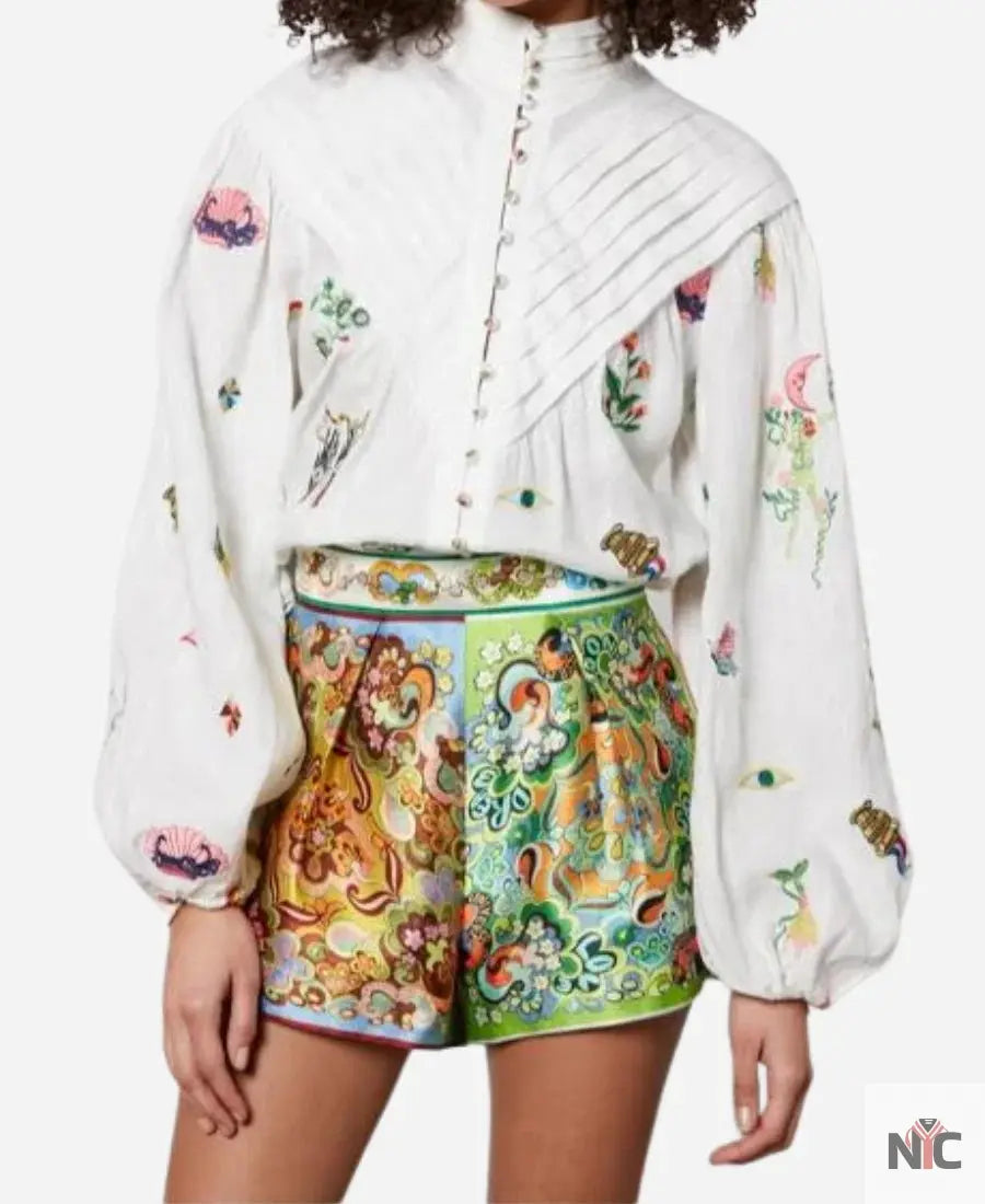 Gizelle Bryant Love Hotel S01 Bryant White Printed Blouse Clanton Jacket