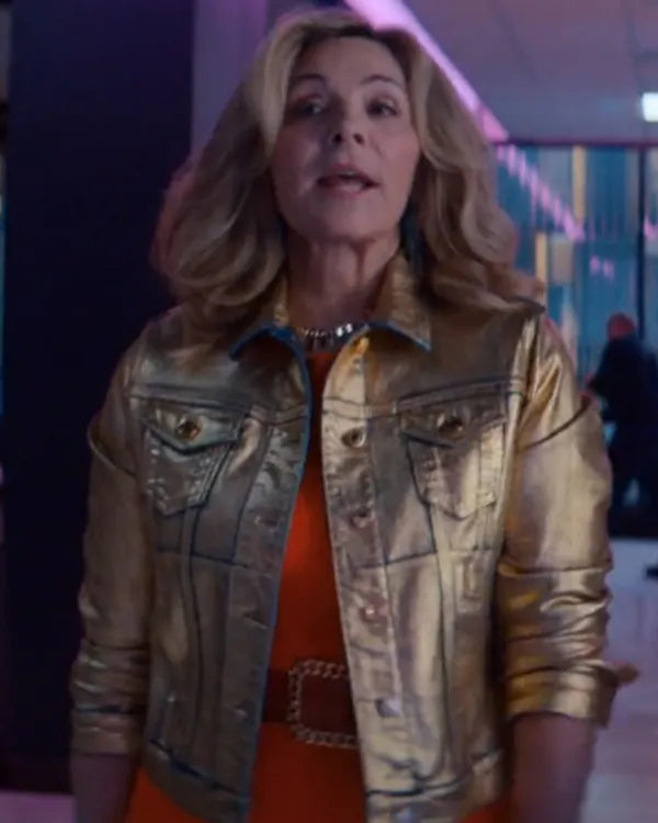 Glamorous 2023 Kim Cattrall Golden Jacket