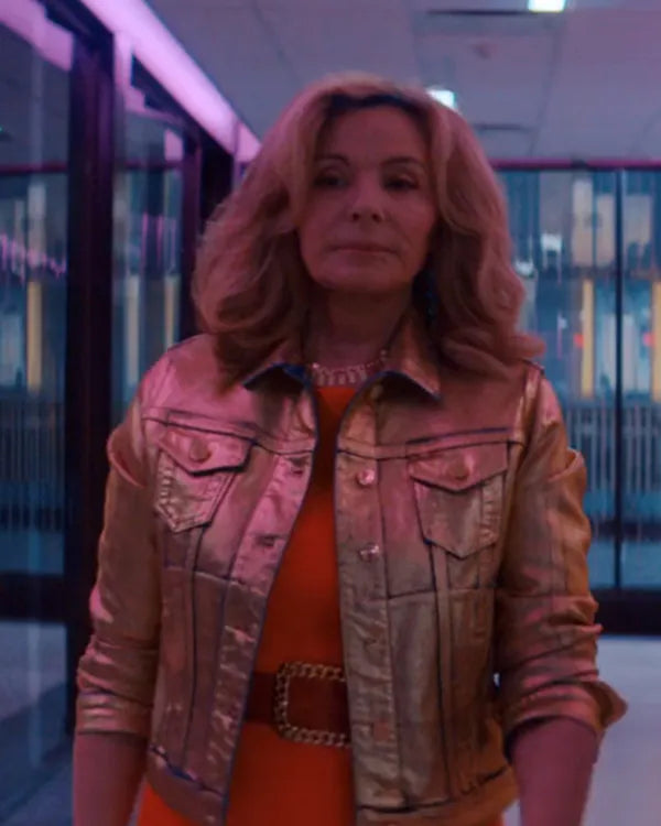 Glamorous 2023 Kim Cattrall Golden Jacket