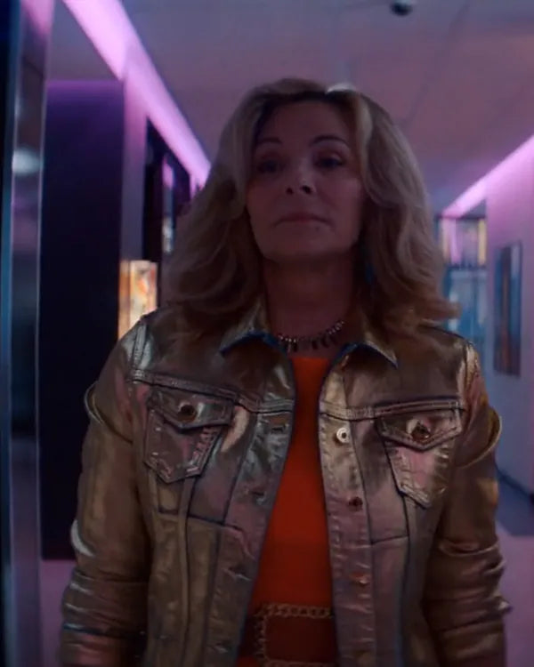 Glamorous 2023 Kim Cattrall Golden Jacket