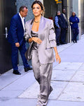 Good Morning America Eva Longoria Purple Satin Blazer USA Jackets