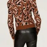 Good Morning America Ginger Zee Brown Animal Print Sweater
