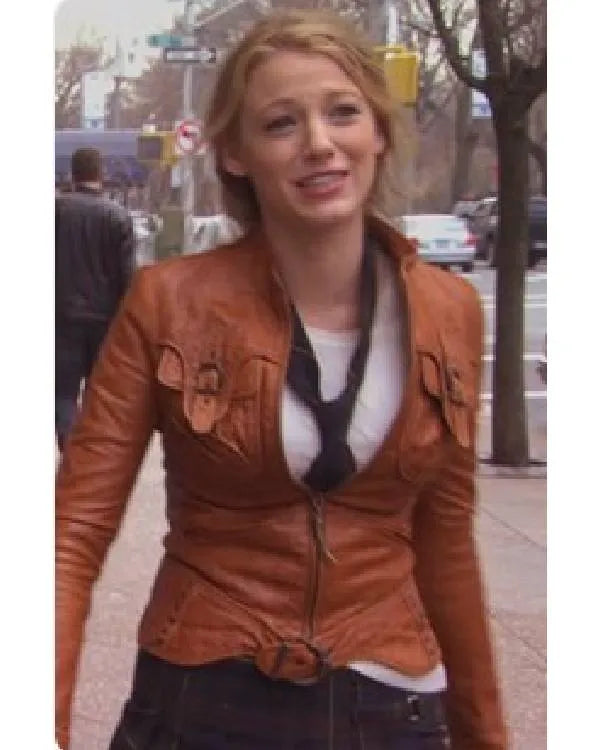 Gossip Girl Blake Lively Brown Jacket