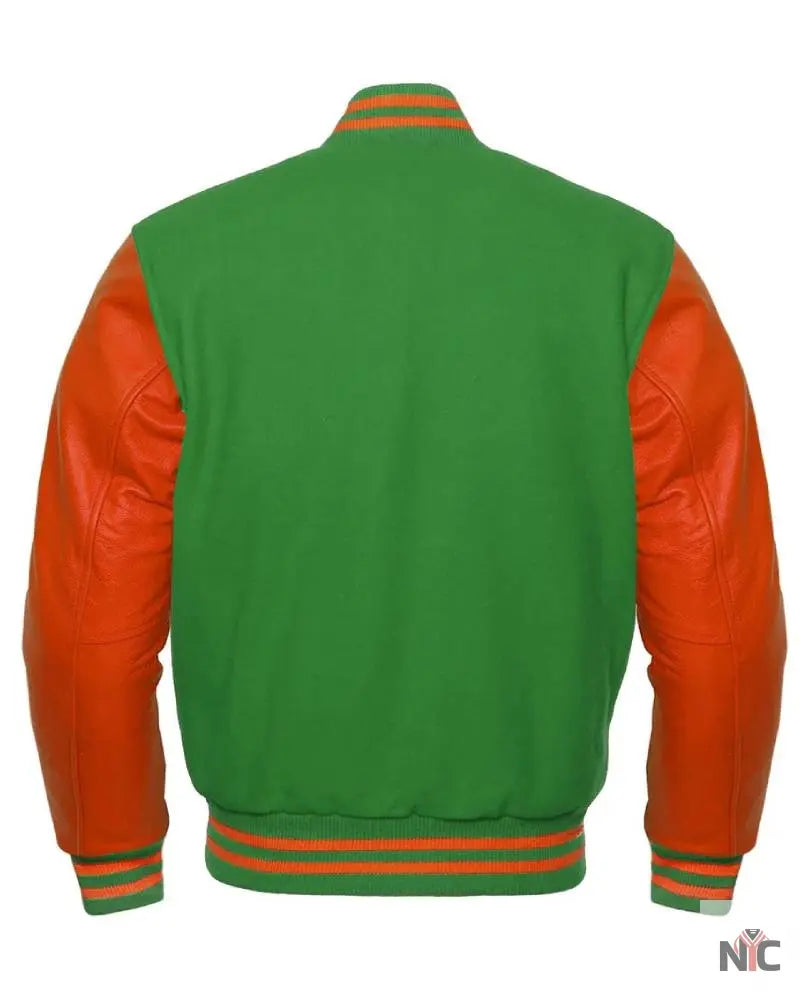 Green And Orange Varsity Jacket Clanton Jacket