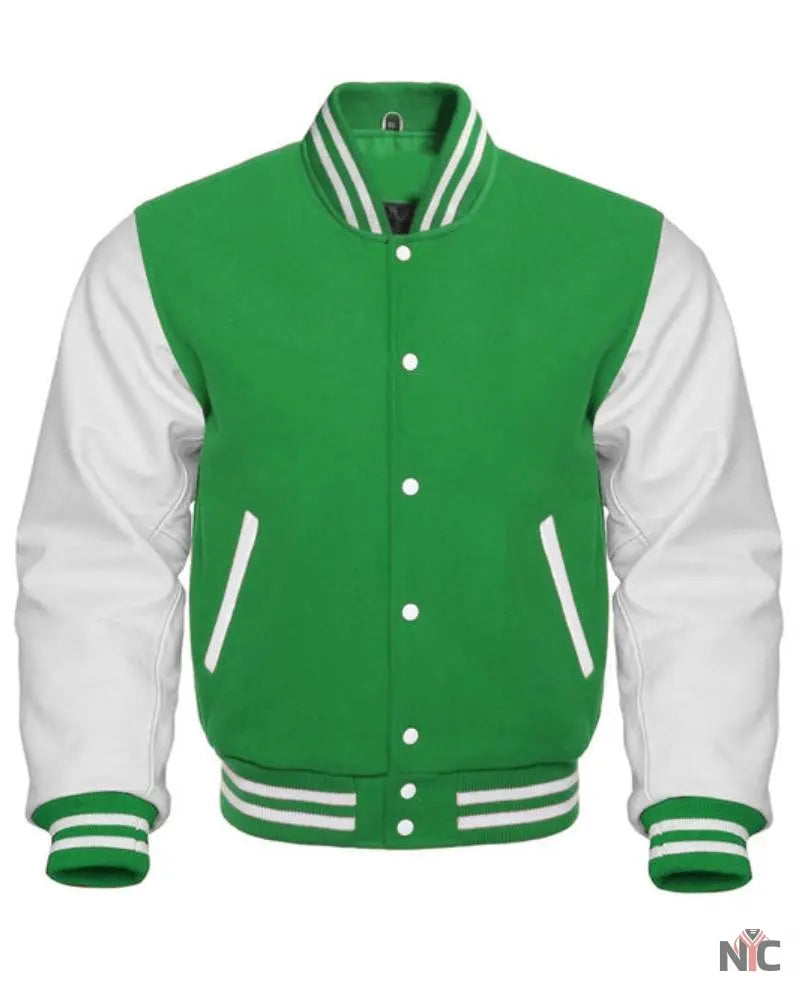 Green & White Varsity Jacket Clanton Jacket