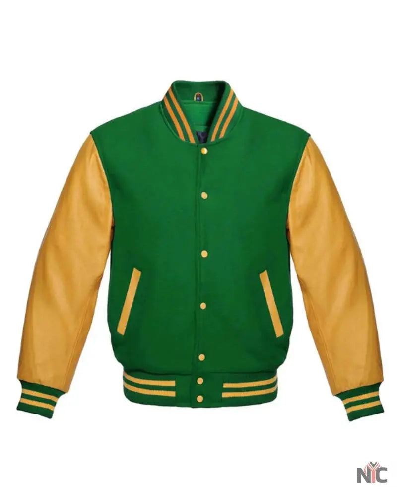 Green and Gold Varsity Jacket Clanton Jacket