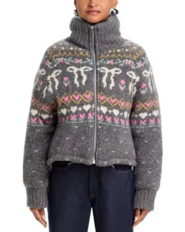 Grey Dream Chaser Fair Isle Puffer Jacket
