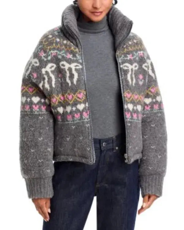 Grey Dream Chaser Fair Isle Puffer Jacket