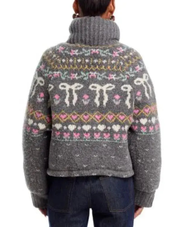 Grey Dream Chaser Fair Isle Puffer Jacket