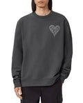 Grey Dripped Heart Crewneck Sweatshirt
