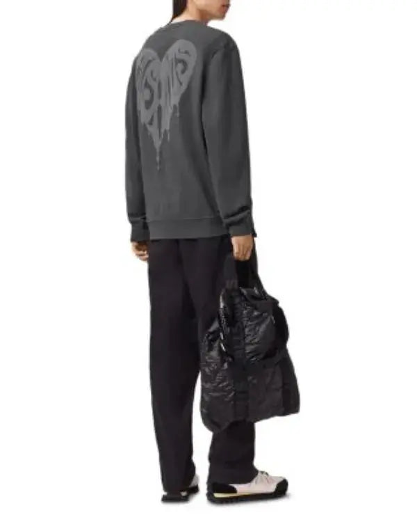 Grey Dripped Heart Crewneck Sweatshirt