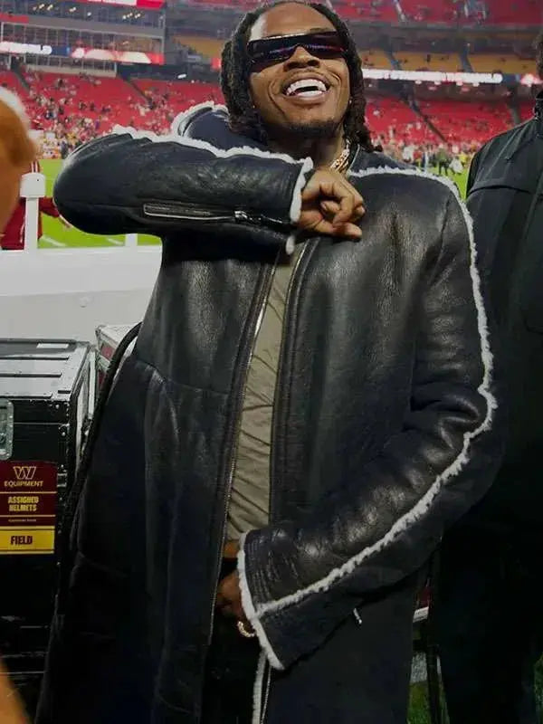 Gunna X Monday Night Football Shearling Leather Coat