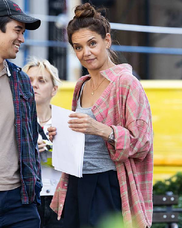 Happy Hour 2025 Katie Holmes Plaid Shirt Clanton Jacket
