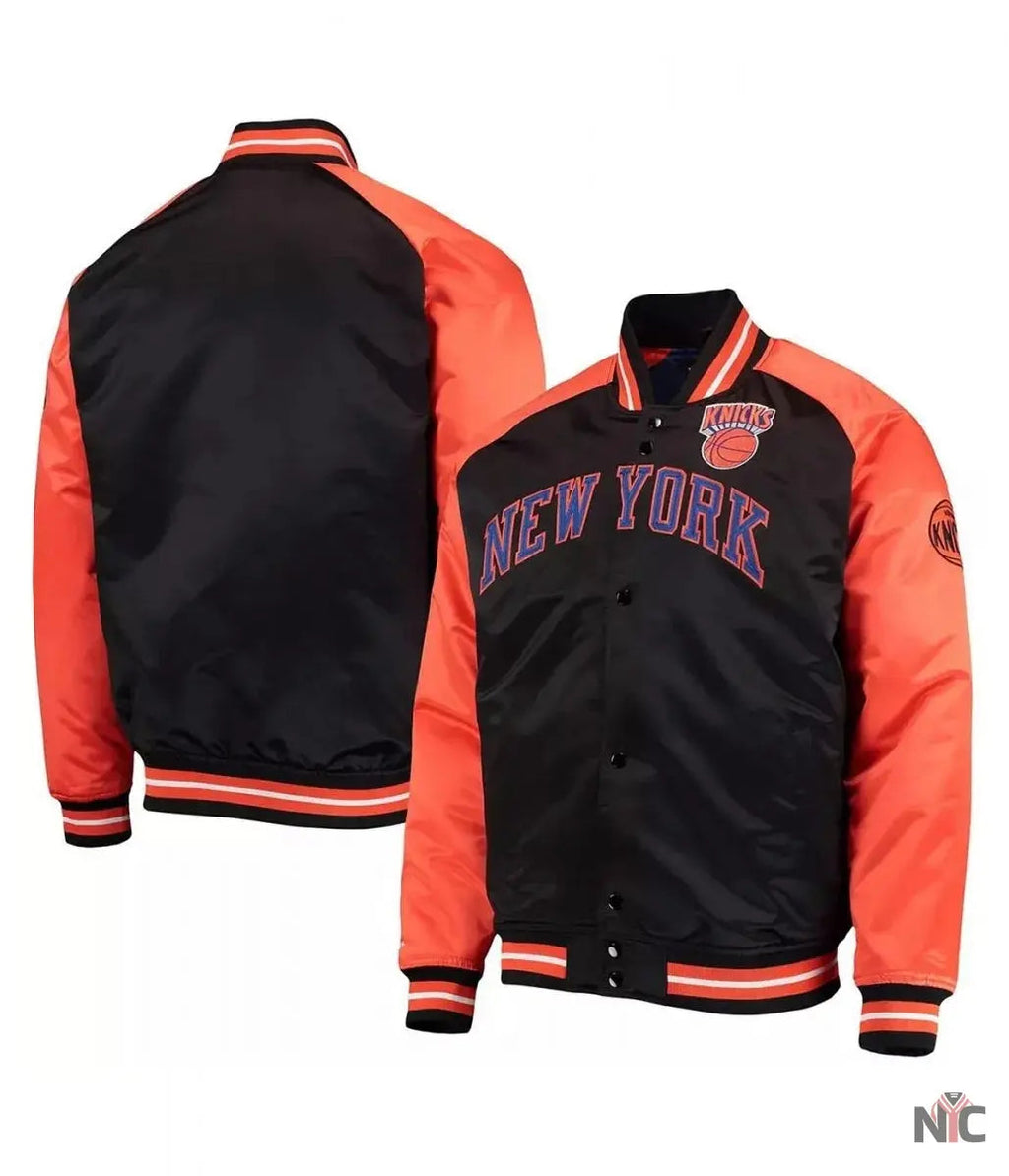 Hardwood Classics Reload 3.0 NY Knicks Black and Orange Jacket Clanton Jacket