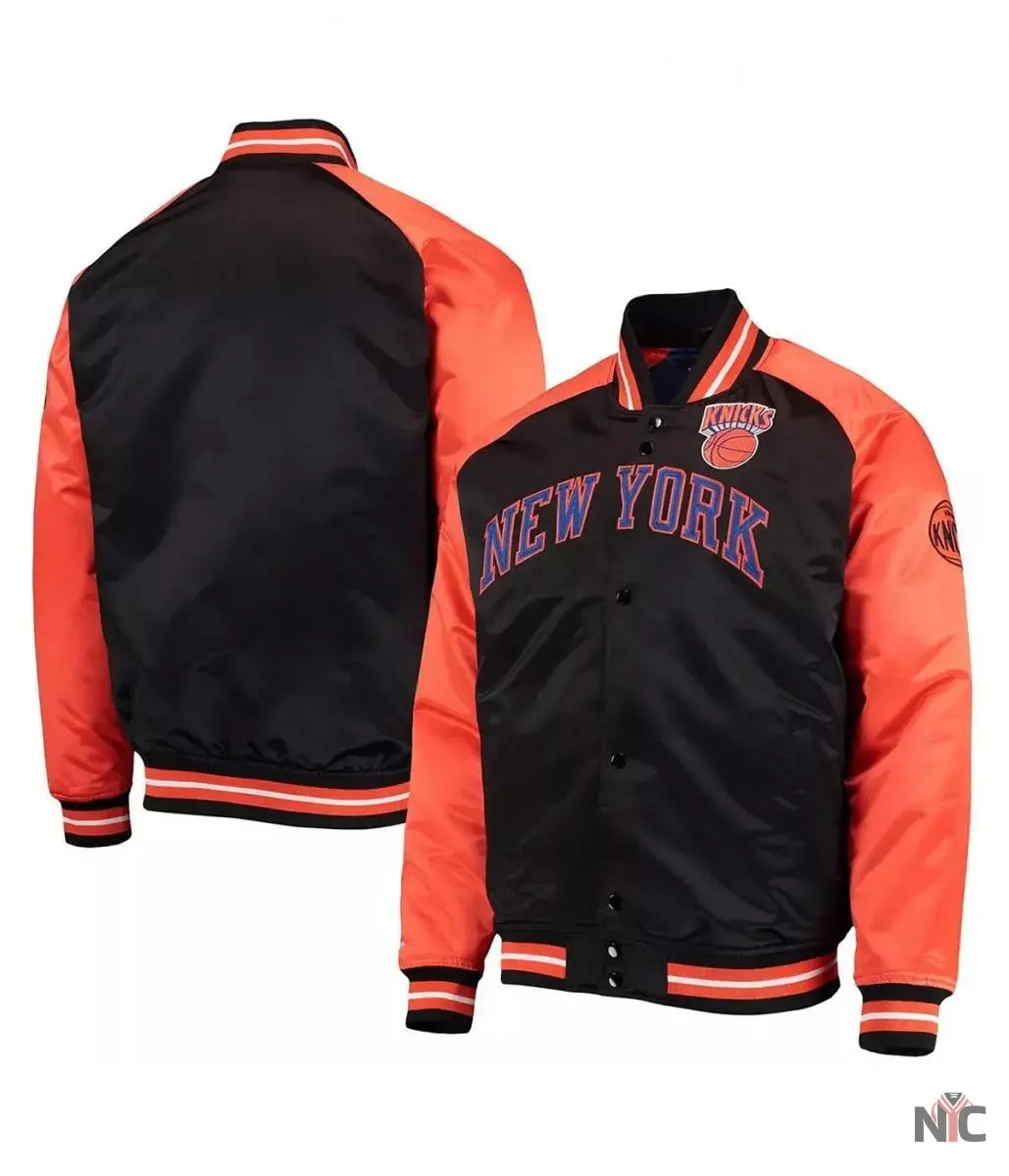Hardwood Classics Reload 3.0 NY Knicks Black and Orange Jacket Clanton Jacket