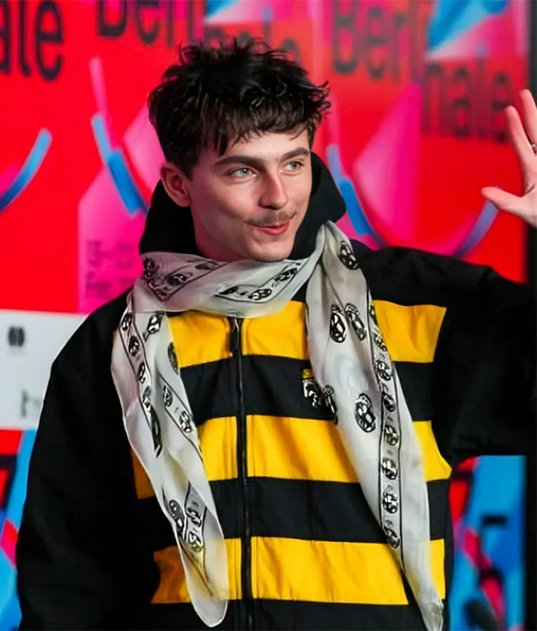 Timothee Chalamet Black and Yellow Stripe Hoodie