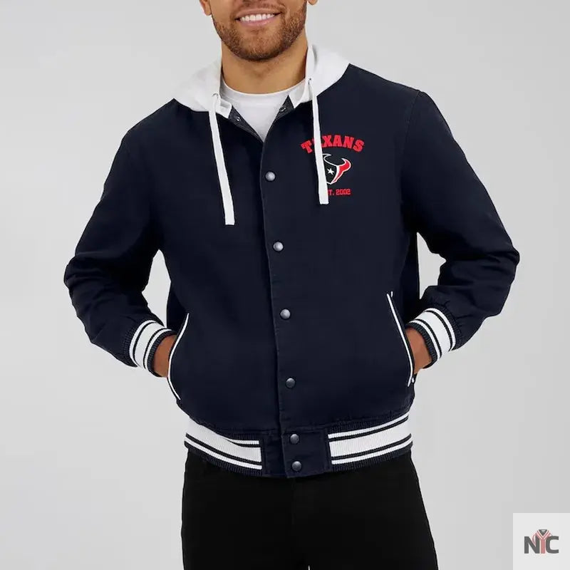 Houston Texans Navy Cotton Hooded Jacket Clanton Jacket