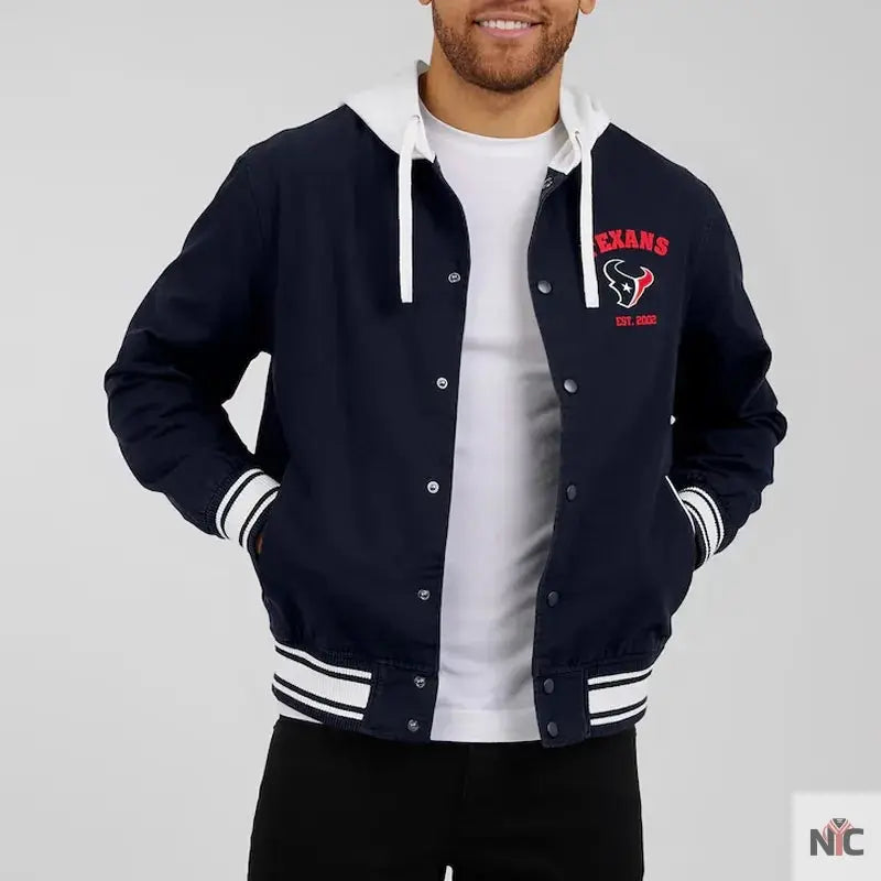 Houston Texans Navy Cotton Hooded Jacket Clanton Jacket