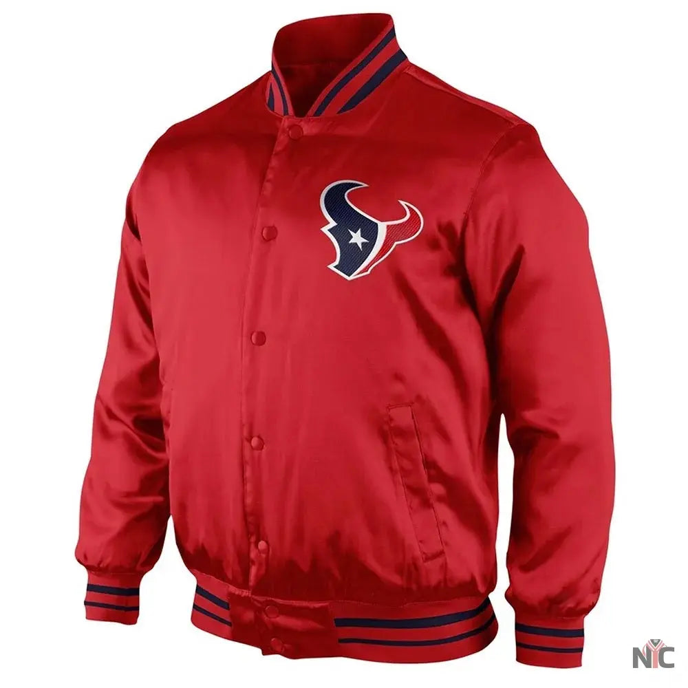 Houston Texans Start Again Red Satin Jacket Clanton Jacket