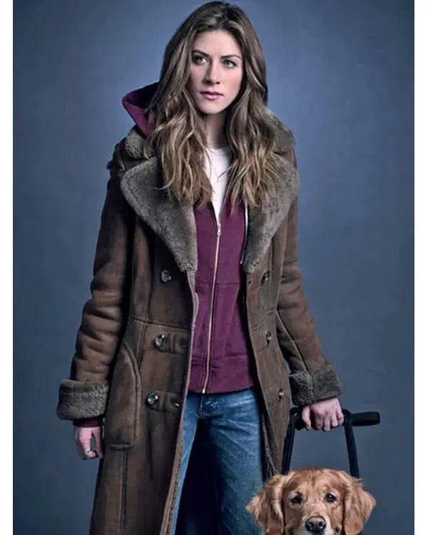 In The Dark S04 Perry Mattfeld Brown Suede Trench Coat