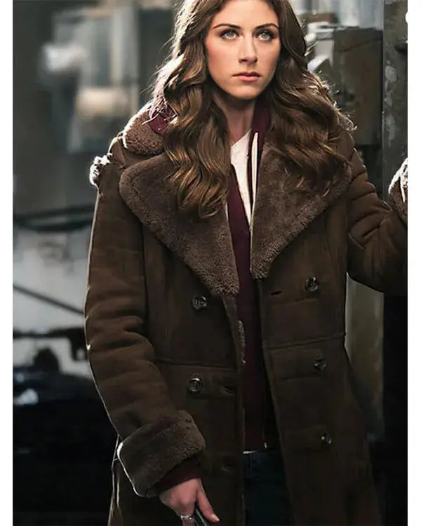 In The Dark S04 Perry Mattfeld Brown Suede Trench Coat