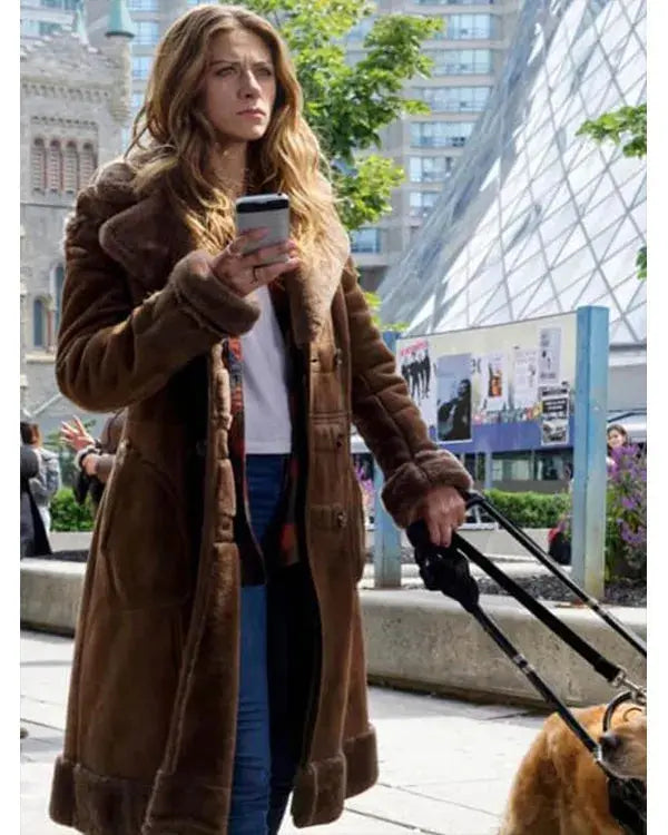 In The Dark S04 Perry Mattfeld Brown Suede Trench Coat