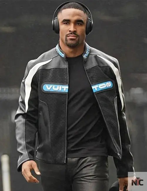 Jalen Hurts Louis Vuitton Black Leather Jacket Clanton Jacket
