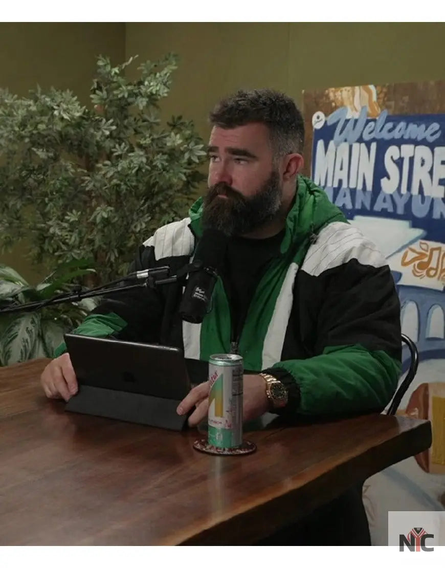 Jason Kelce New Heights Podcast Eagles Starter Jacket Clanton Jacket