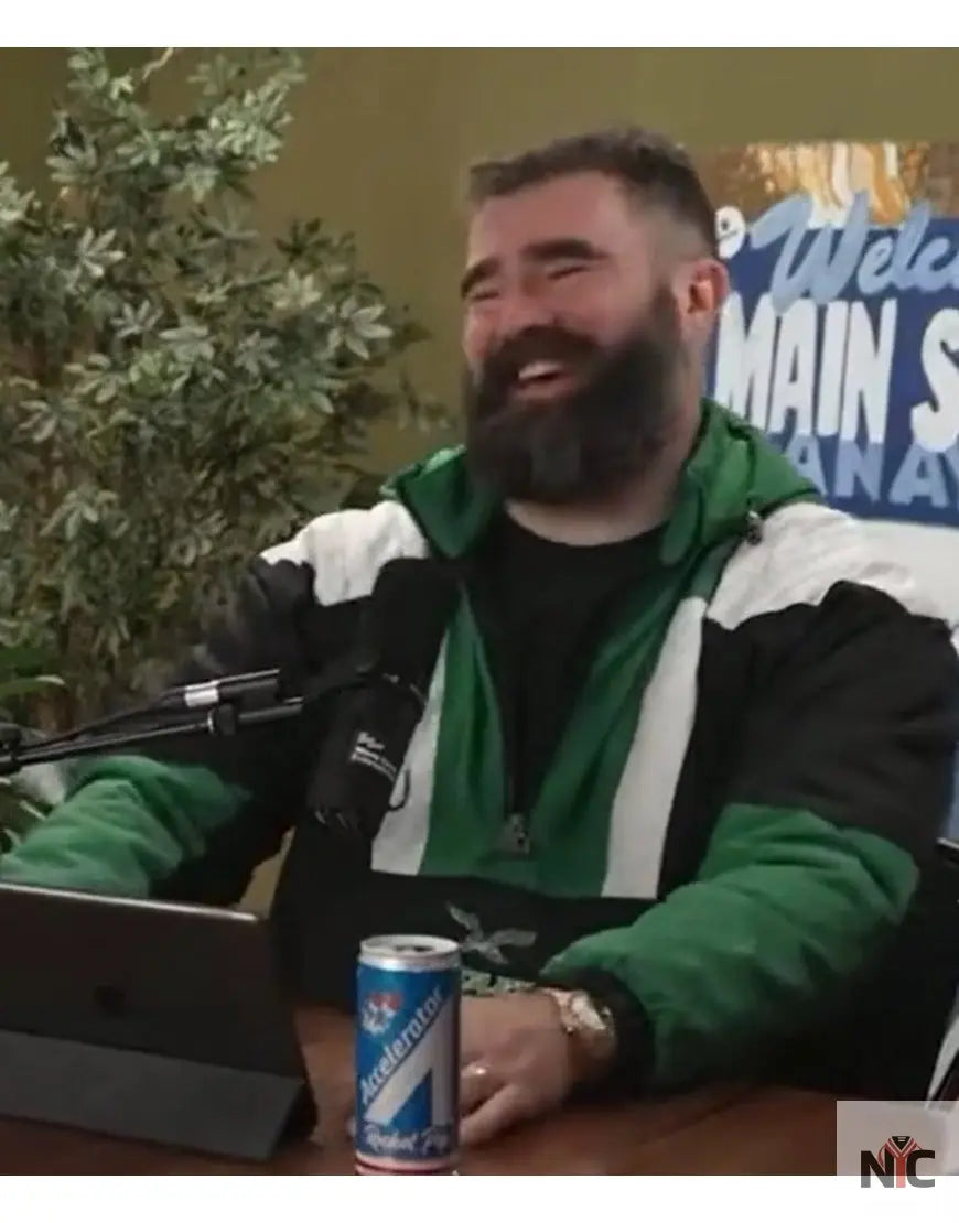 Jason Kelce New Heights Podcast Eagles Starter Jacket Clanton Jacket