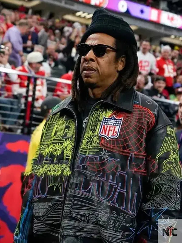 Jay-z Super Bowl 2024 Las Vegas Print Leather Jacket Clanton Jacket