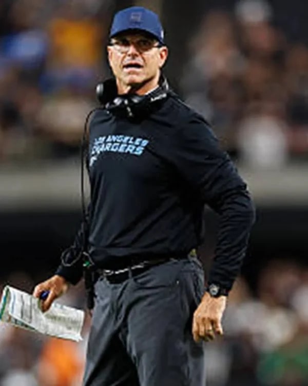 Jim Harbaugh Chargers Sideline Long Sleeve Hoodie Shirt USA Jackets