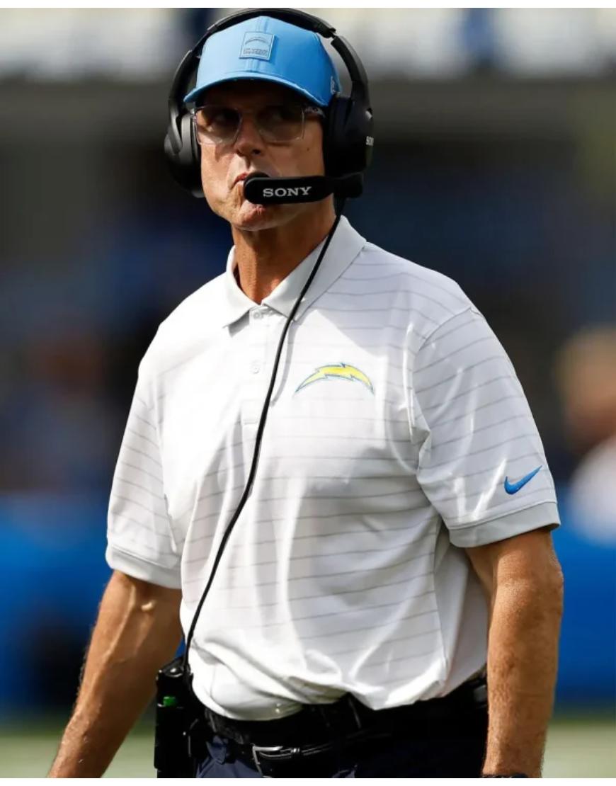 Jim Harbaugh NFL Preseason 2025 Chargers T-Shirt Clanton Jacket