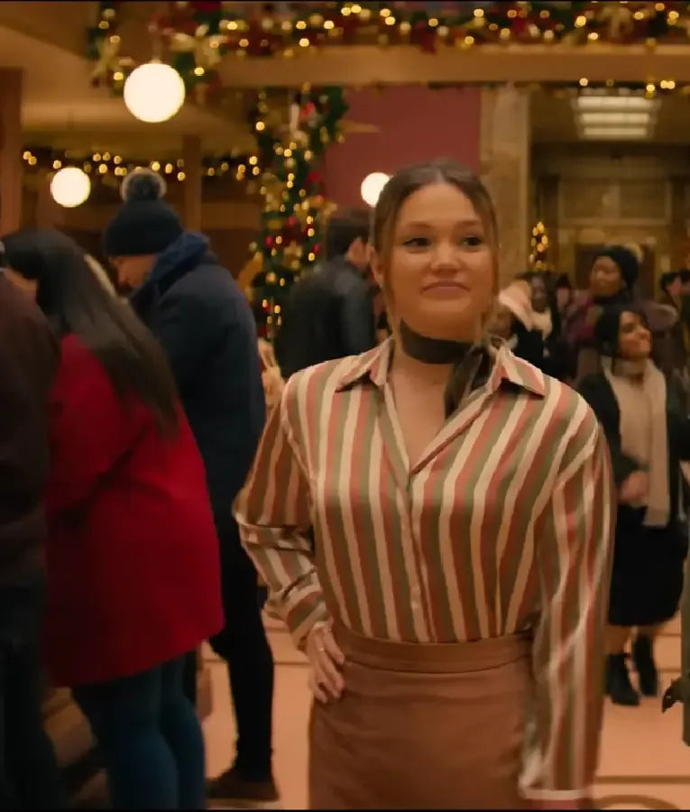 Jingle Bell Heist Olivia Holt Striped Shirt