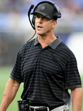 John Harbaugh NFL Preseason 2025 Black Polo Shirt Clanton Jacket