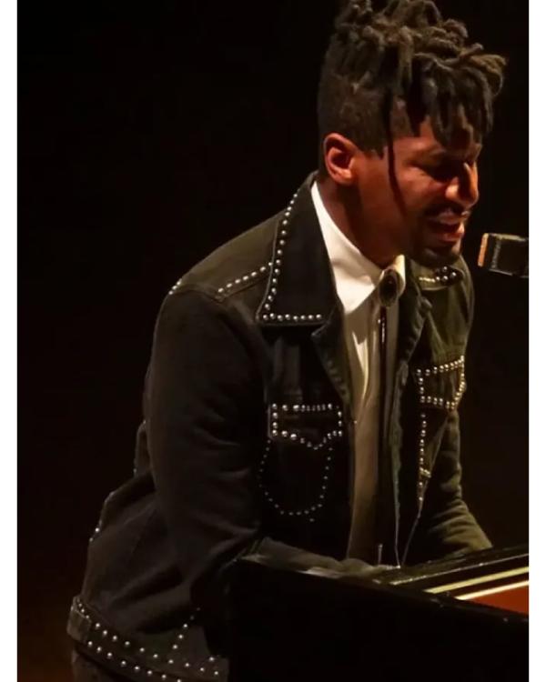 Jon Batiste Milan 2025 Studded Black Denim Jacket